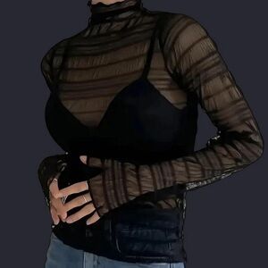 Elegant Sheer Black Striped Top